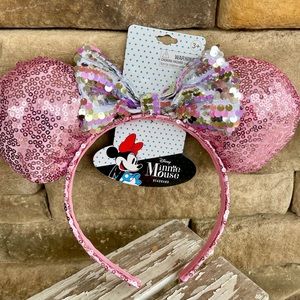 Disney Minnie Mouse Headband Ears with Bow Girl’s Sequins NWT